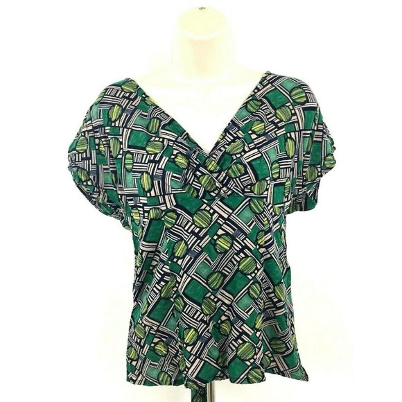 Anthropologie Tops - Anthropologie Odille Blouse V-Neck Top Rayon Green